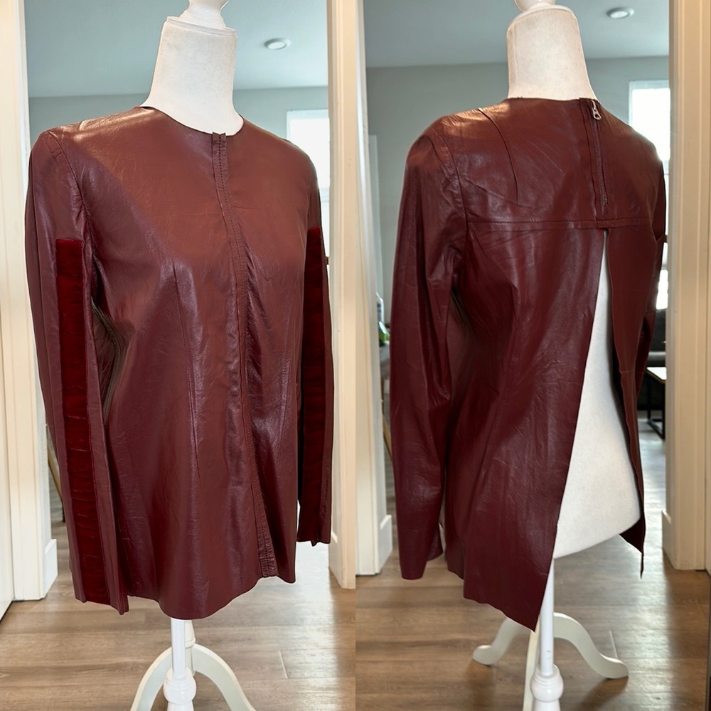 ACNE Studios Rare Runway Lamb Leather Split Open Back Top - Picture 3 of 10